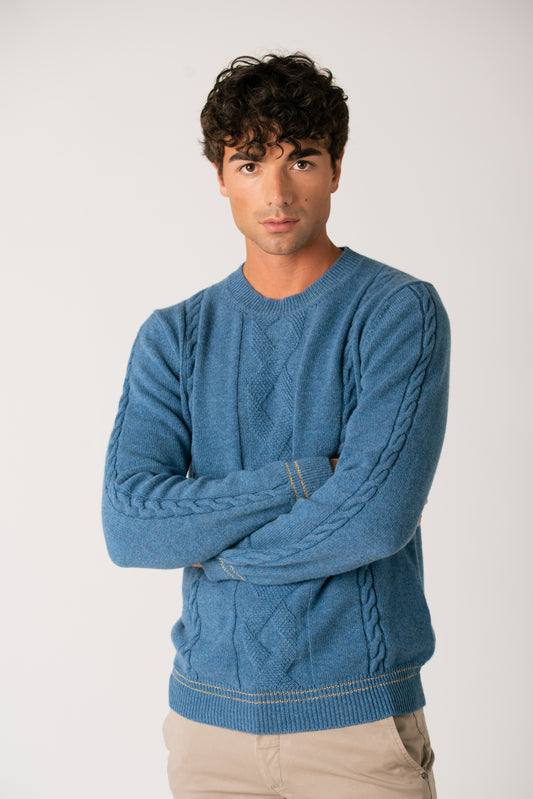 PULL IN CASHMERE AZZURRO GOLD