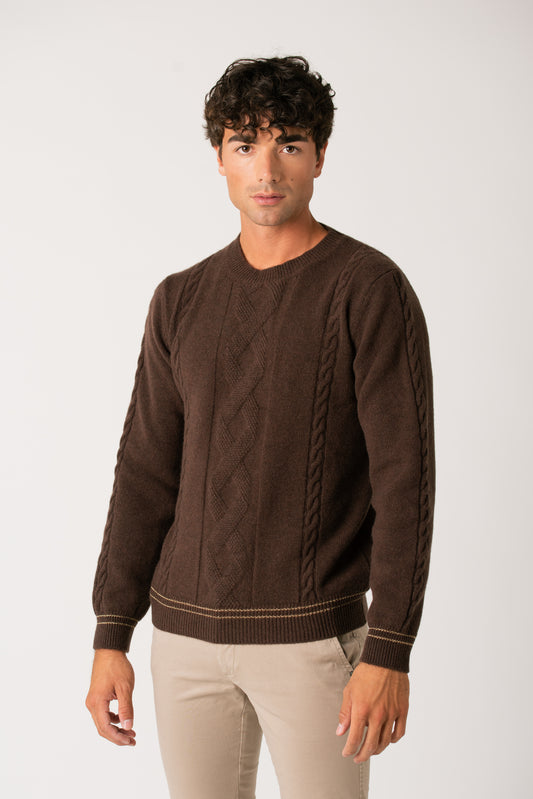 PULL IN CASHMERE MARRONE GOLD